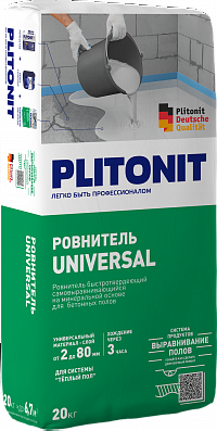 Ровнитель быстротвердеющий самовыравнивающийся PLITONIT Universal 20 кг
