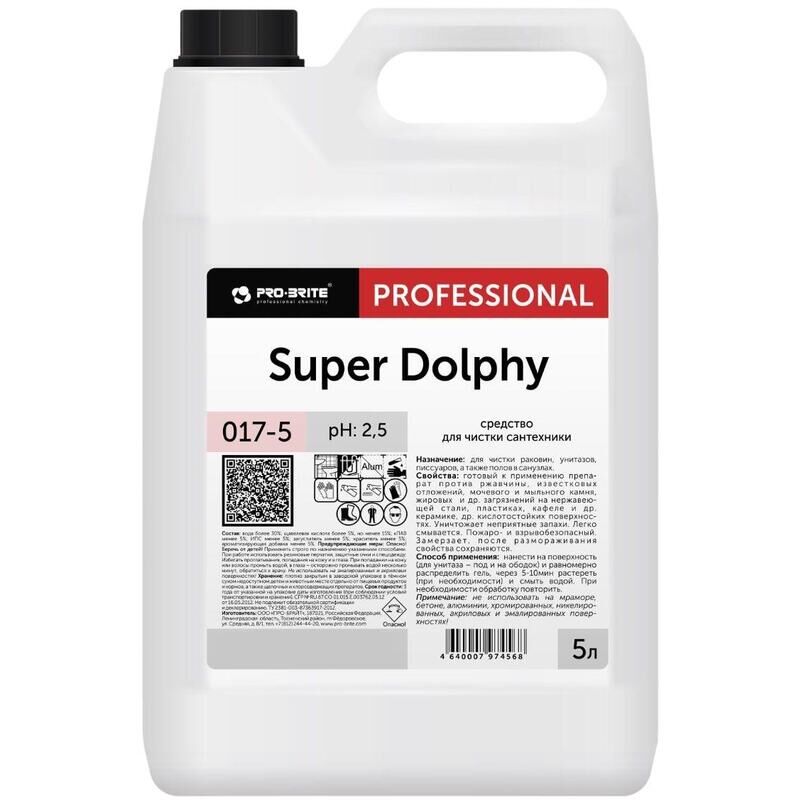 Средство для мытья сантехники Pro-Brite Super Dolphy 5 л