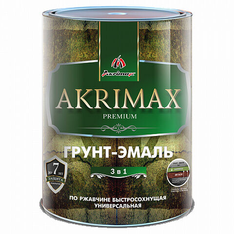 Грунт-эмаль 3в1 глянцевая "AKRIMAX-PREMIUM" зеленая 1,7кг