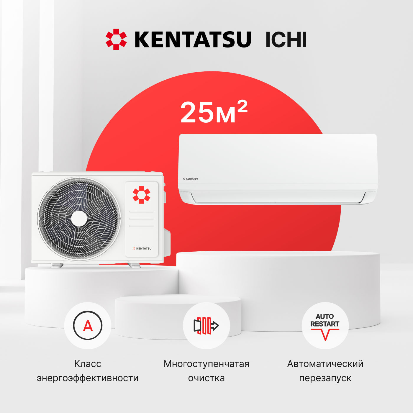 Кондиционер Kentatsu Ichi KSGI26HFAN1/KSRI26HFAN1 2,64 кВт неинверторное,  цена в Калининграде от компании КД-КлиматСервис