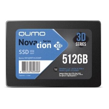 SSD диск QUMO SSD 512GB Novation TLC 3D (Q3DT-512GSKF) 2,5" R/W 550/500 MB/s SM2258XT/SM2259XT OEM Qumo