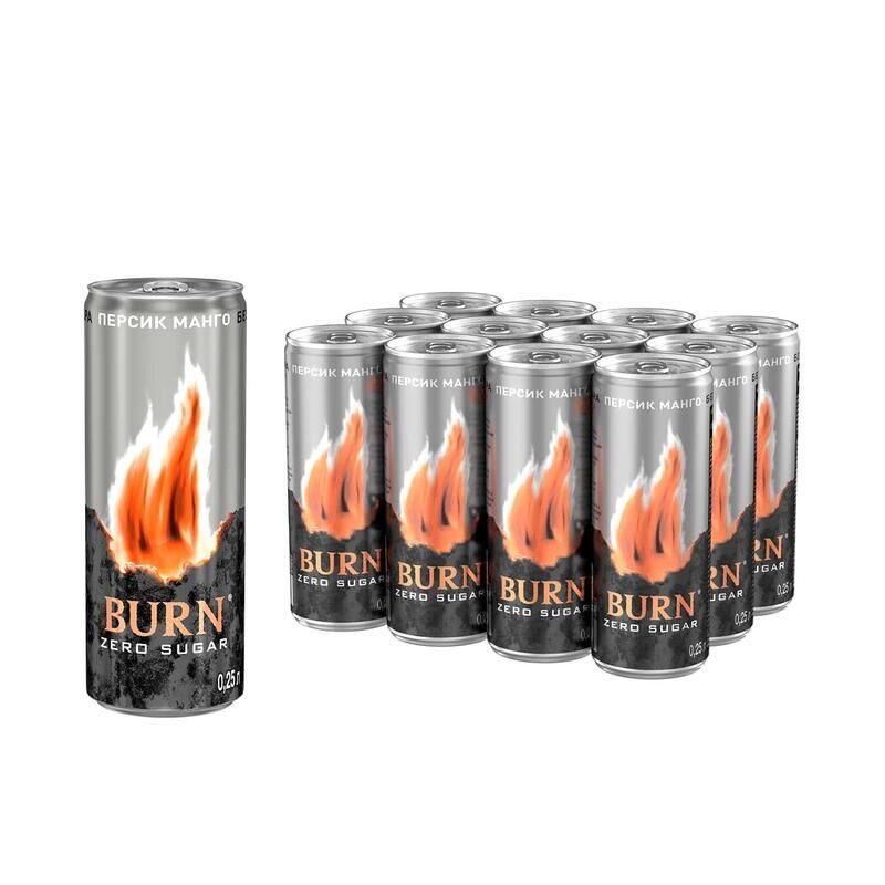 Напиток энергетический газированный Burn Зеро 0.25 л (12 штук в упаковке)