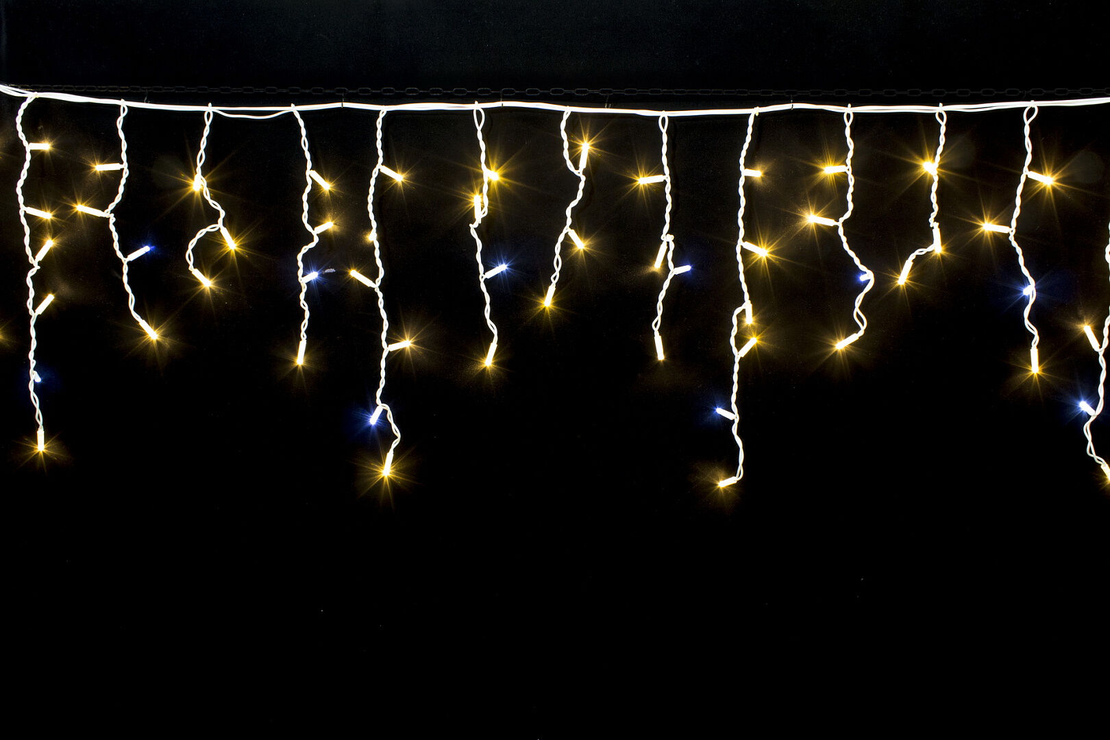 Гирлянда "Бахрома" 6x0.6 м, 204 LED провод белый каучук, IP65, разноцветная